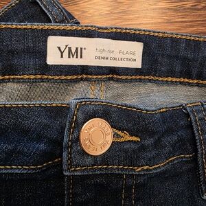 YMI Hi Rise Extreme Flare Denim Jeans Distressed Size 13 / 31